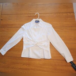 Jones New York Signature Petite (PS) White, Tie Front Shirt. NWT.